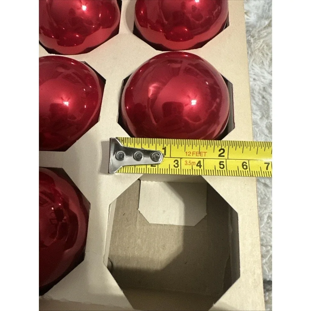 VTG Rauch‎ Industries Pyramid branded Red Glass Ball Ornaments - Box of 12